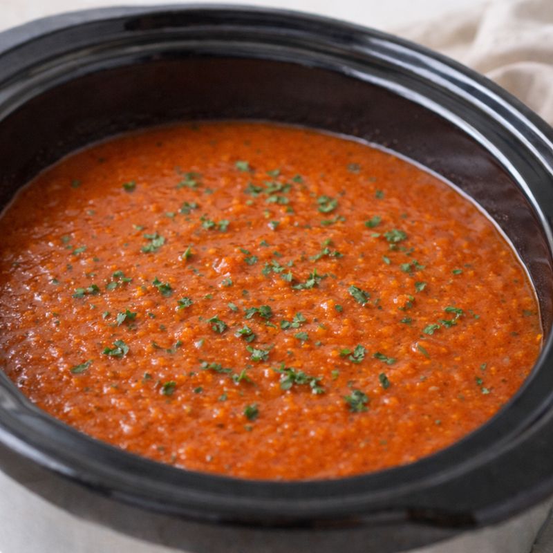 Tomatsuppe i slowcooker på friske tomater