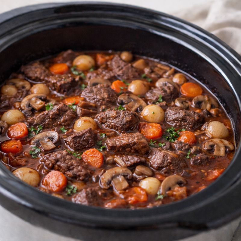 Bourguignon i slowcook – klassisk
