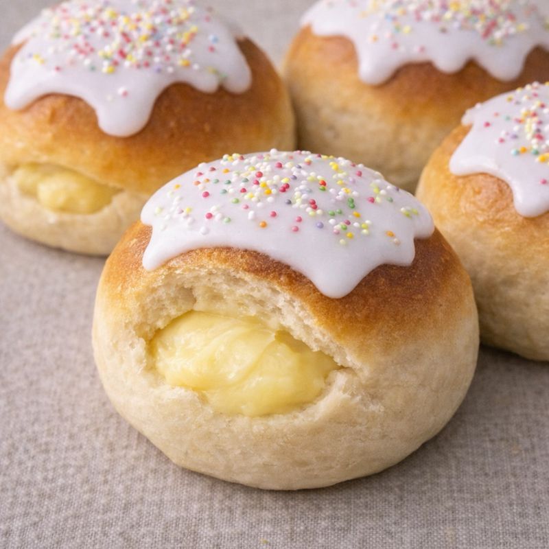 Bløde fastelavnsboller med vaniljecreme