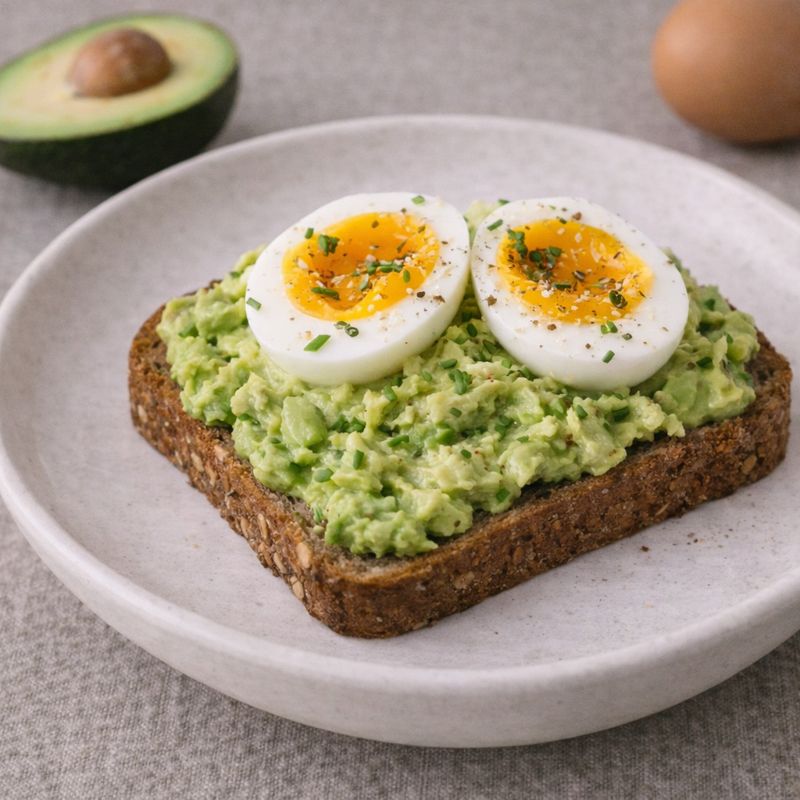 Avocadomad med æg og fuldkornsbrød
