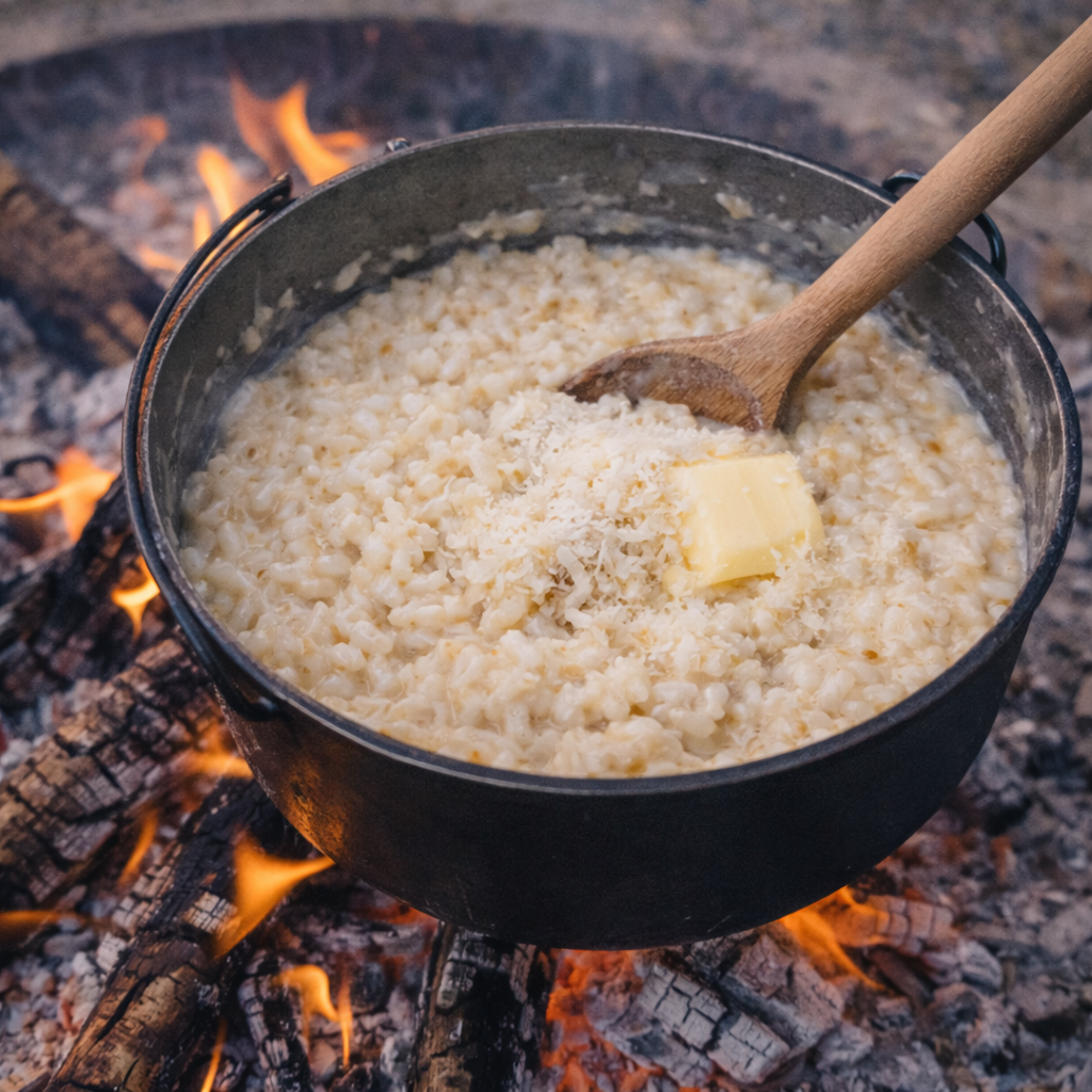 Cremet risotto over bål