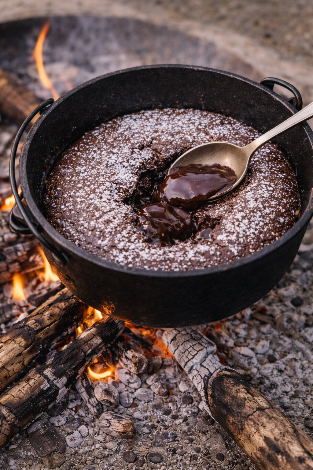 Chokoladefondant over bål