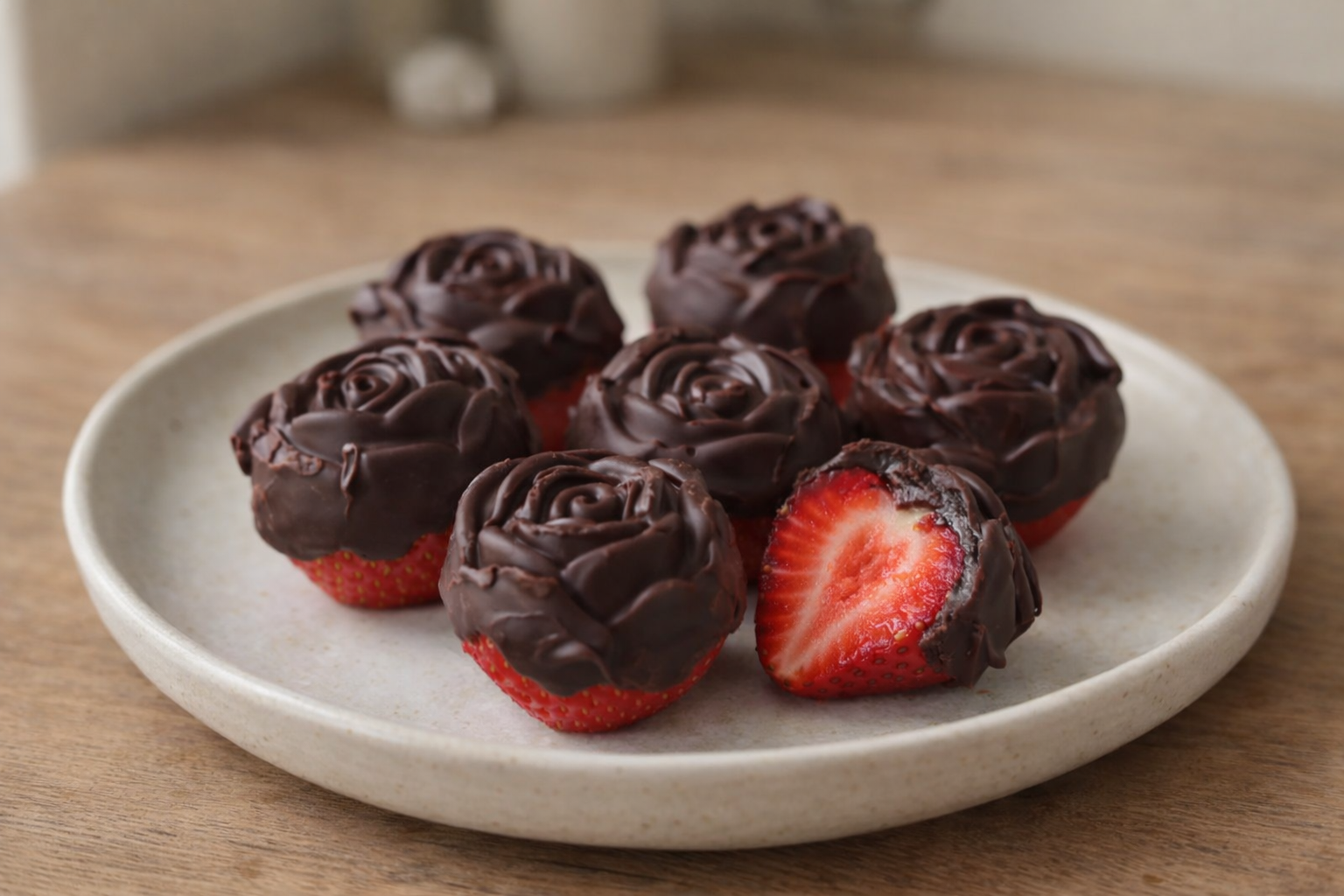 Jordbærroser med chokolade
