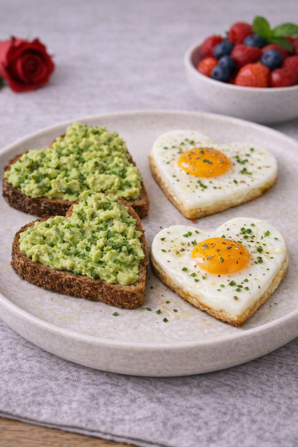 Valentine-brunch med hjerteæg og avocadotoast