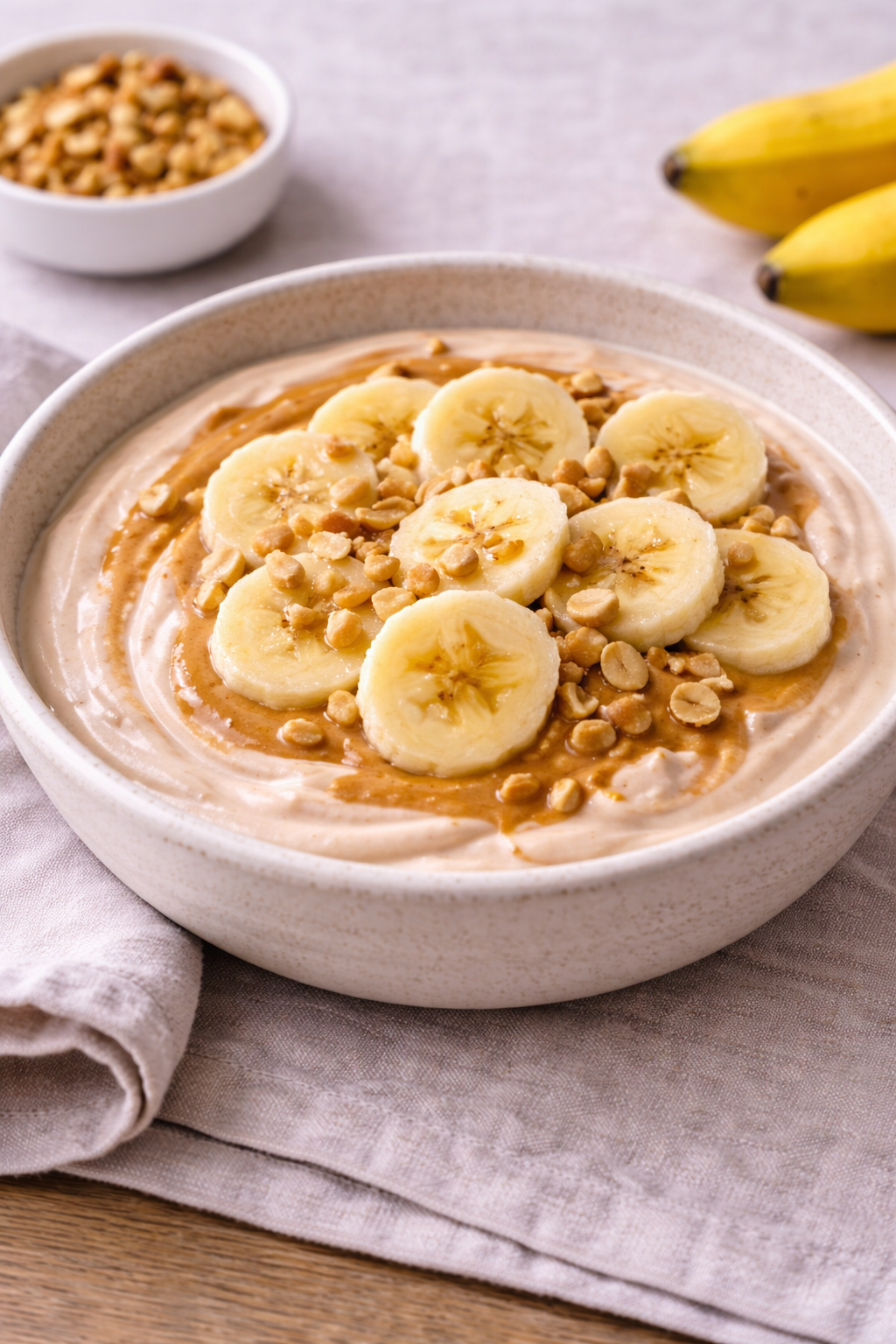 Cremet yoghurt med peanutbutter og banan