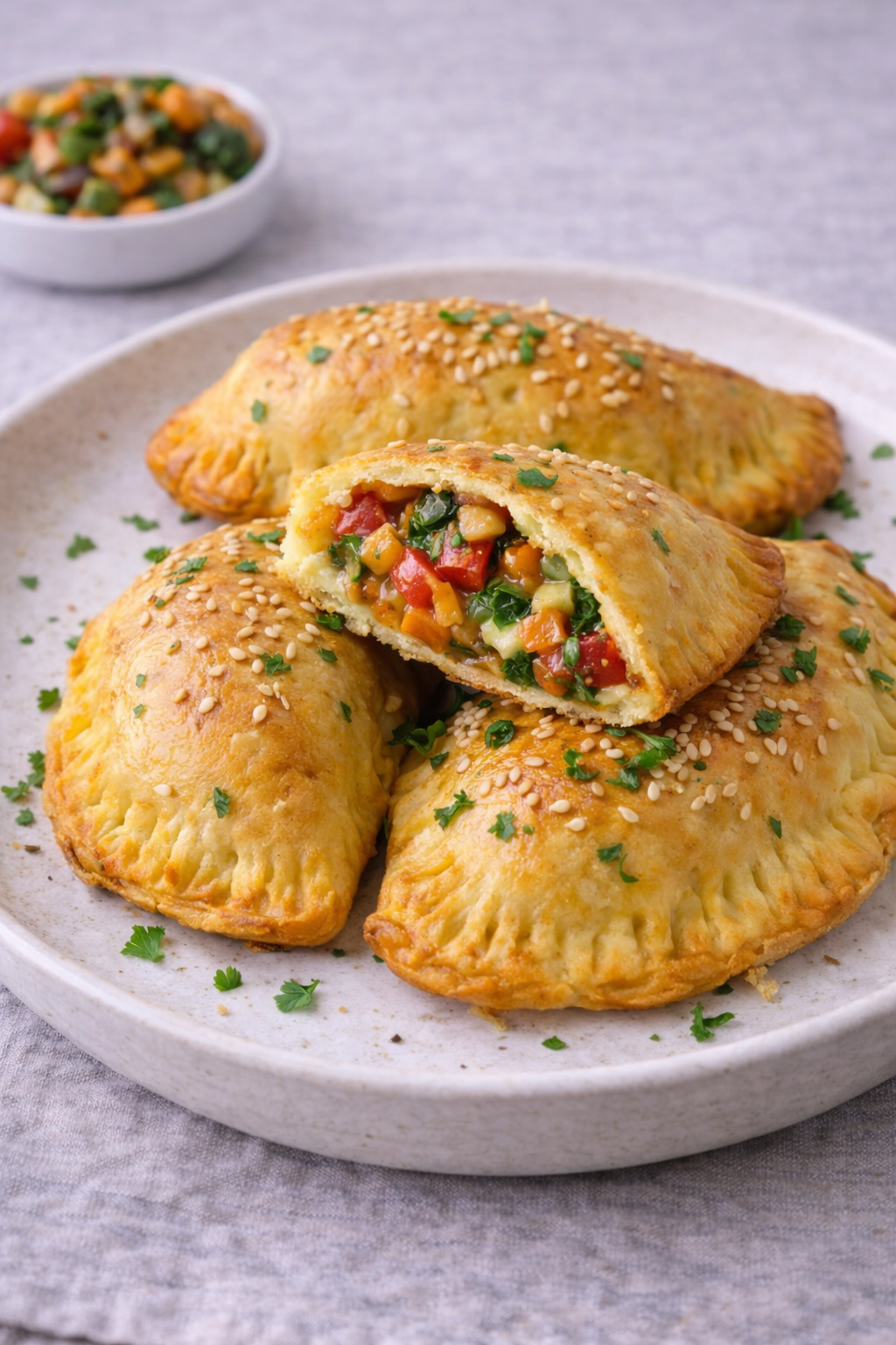 Vegetar pirogger med grøntsagsfyld