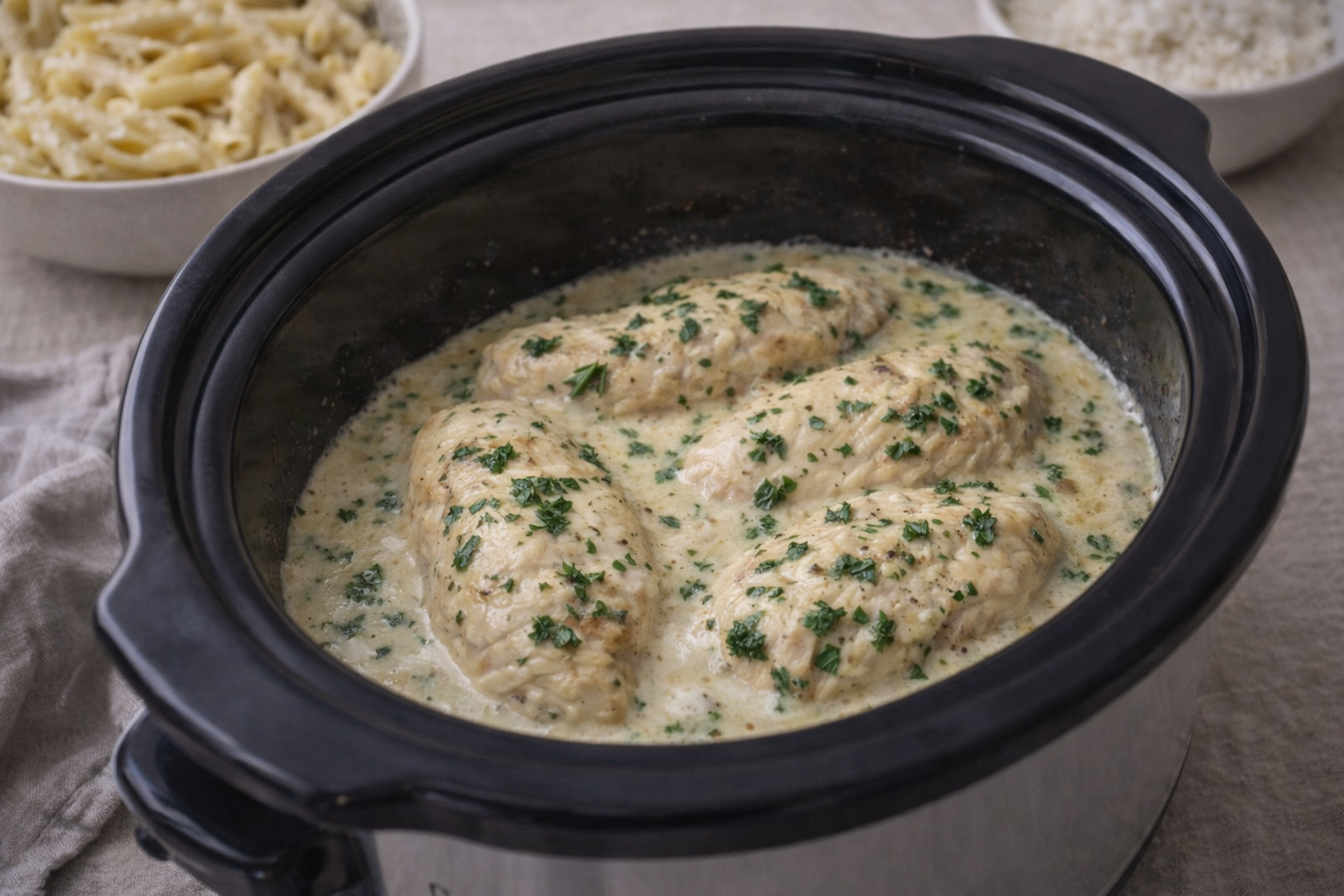 Slowcooker Cremet Parmesan Kylling