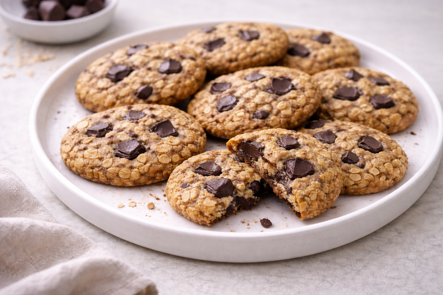 Havregrynscookies med mørk chokolade
