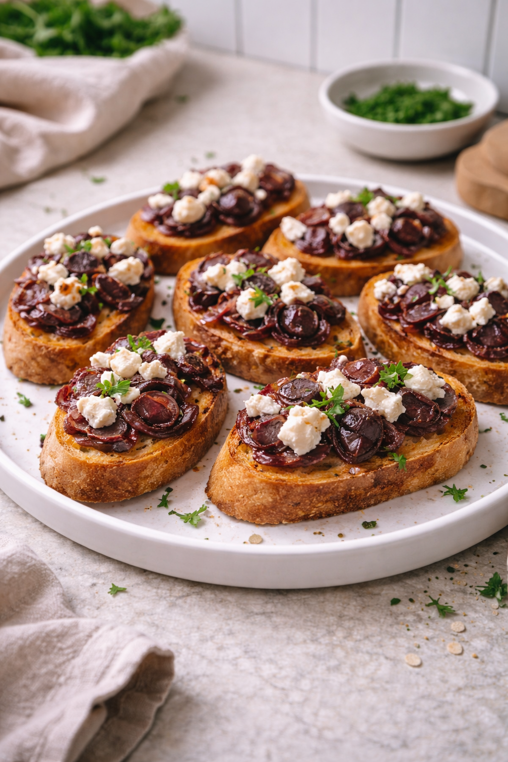 Bruschetta med rødløg og feta