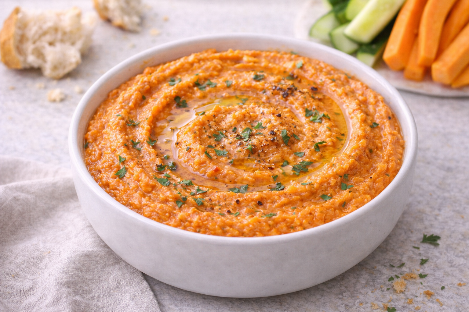 Bagt peberfrugt hummus