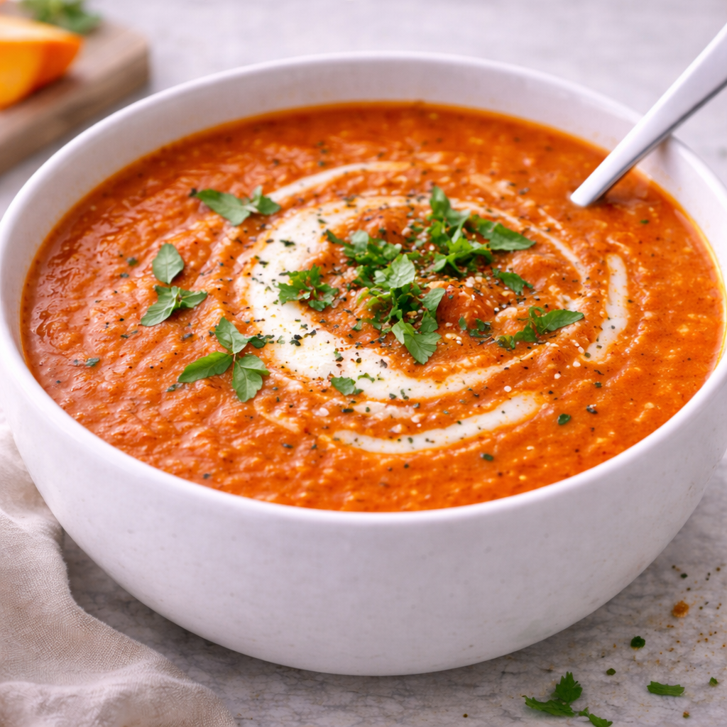 Bagt peberfrugt suppe