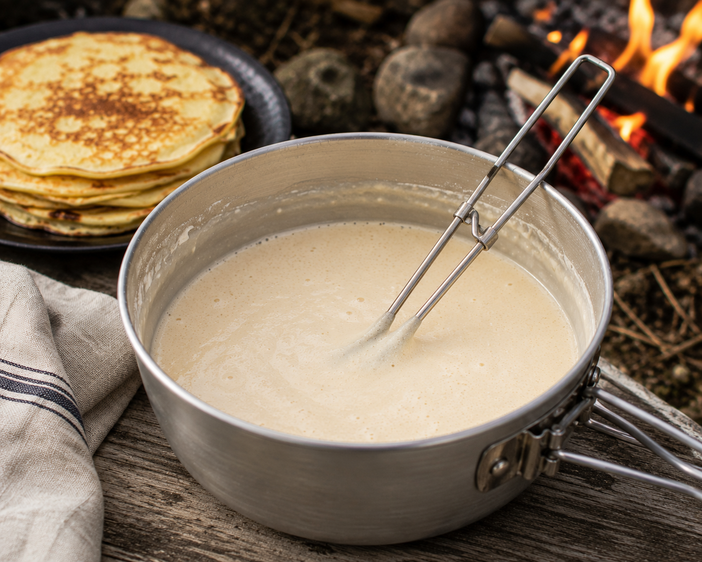 Pancake batter for the campfire