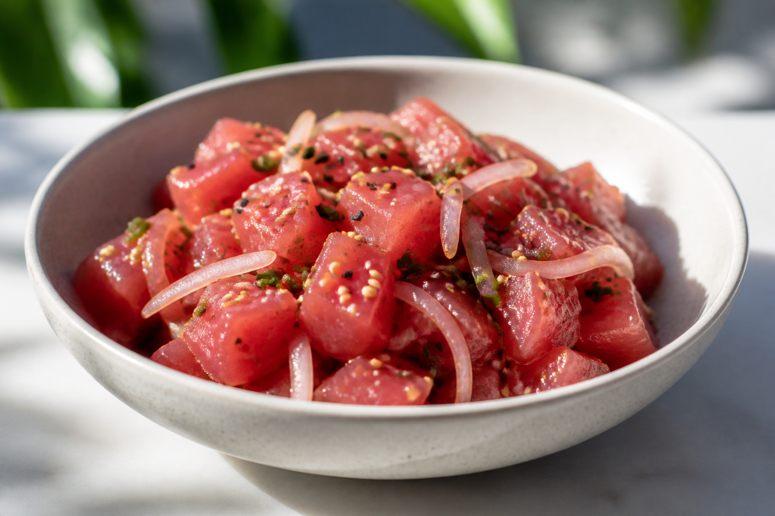 Ahi poke – lokal Hawaii råtunsalat