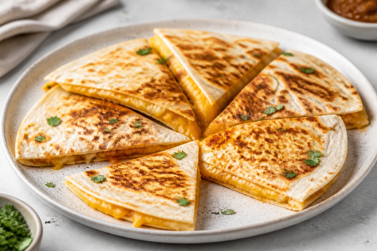 Quesadillas med ost og fyld