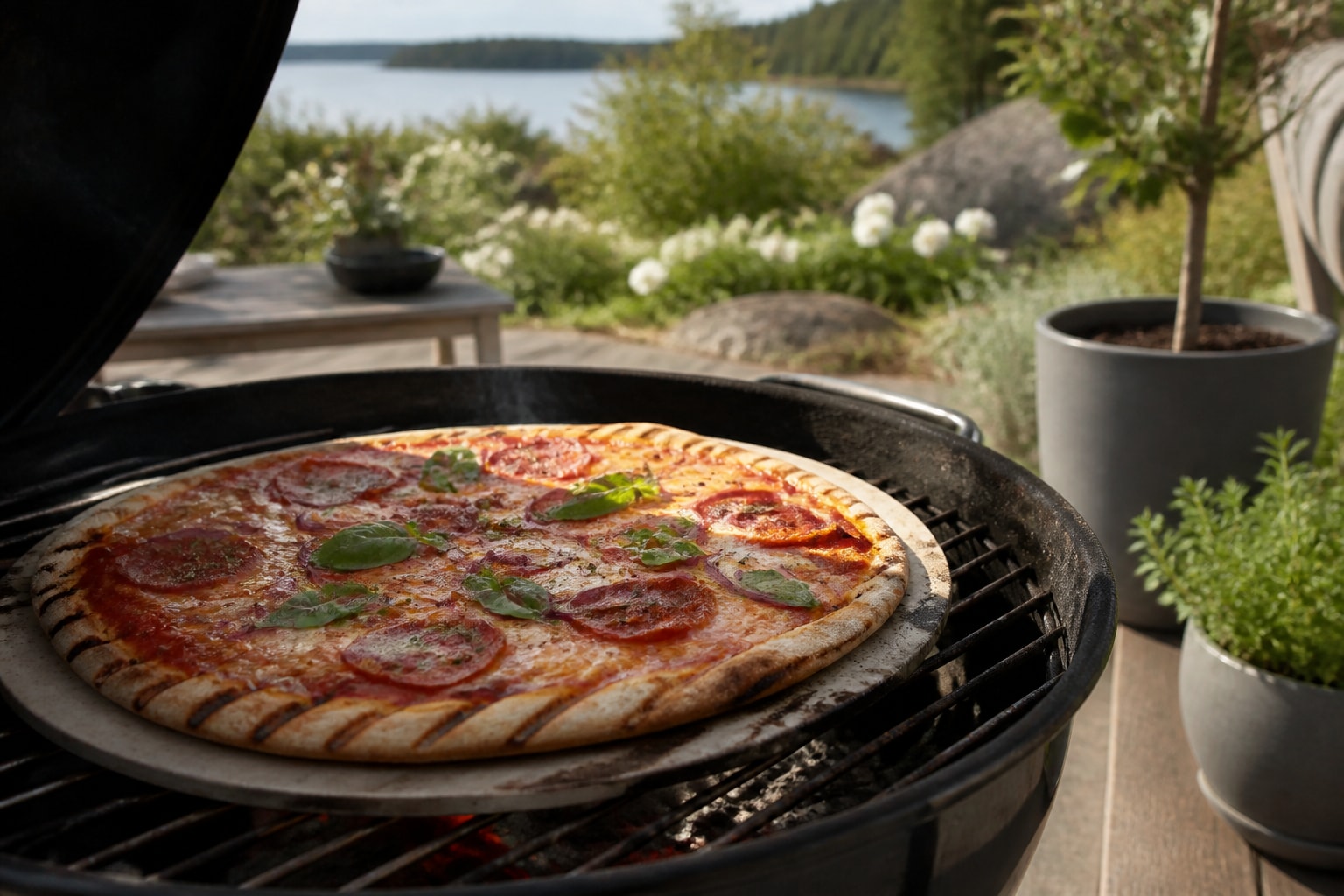 Pizza on the grill