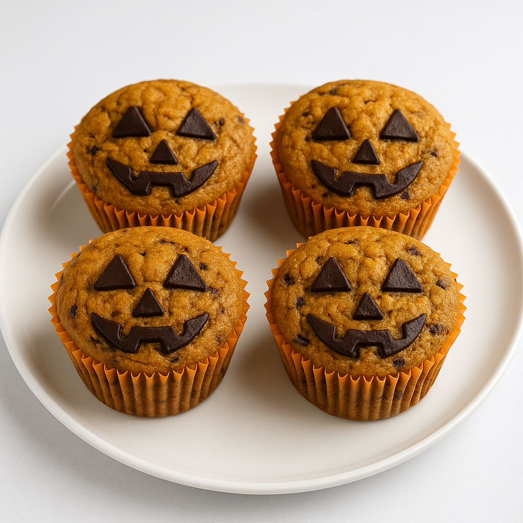 Halloween græskarmuffins med kanel og chokolade