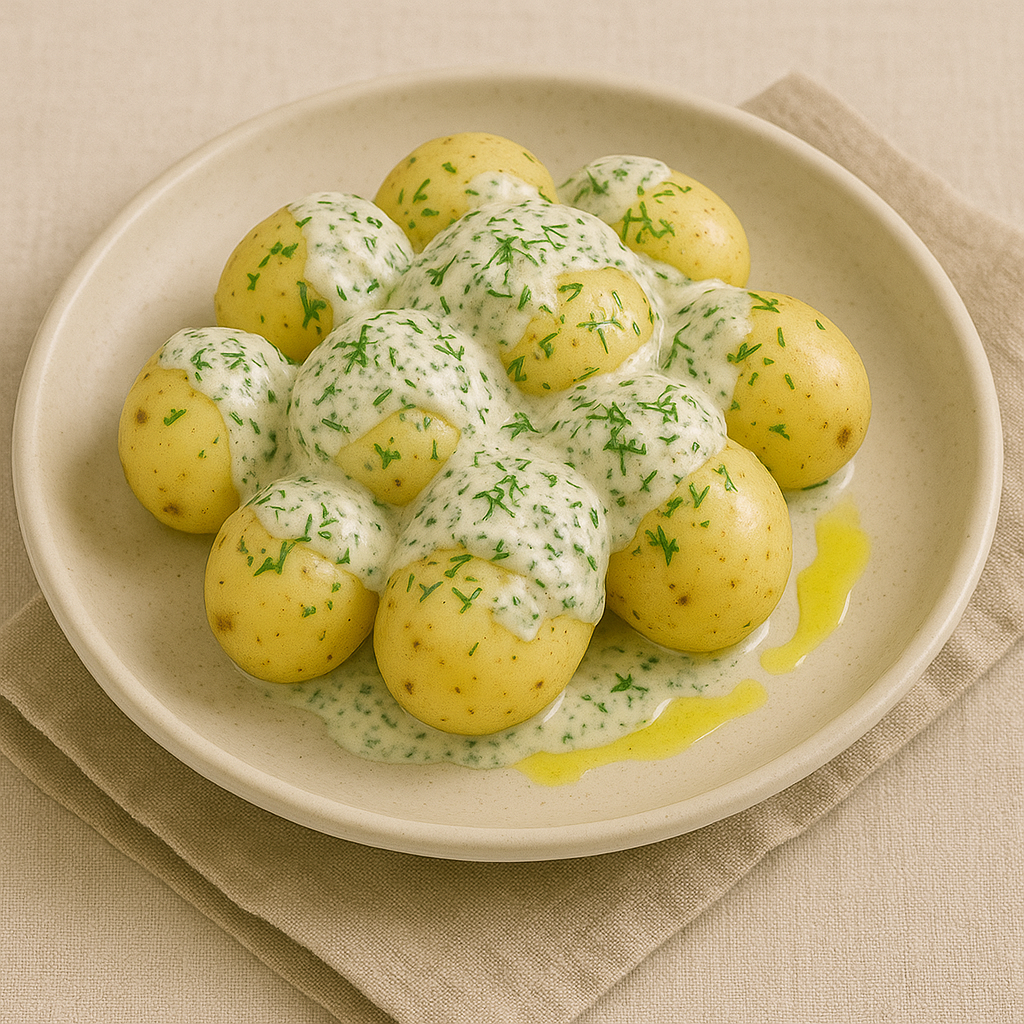 Kartofler med dildcreme og citronolie
