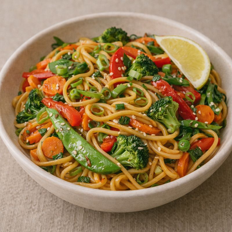 Nudelwok med sød chili, lime & grøntsager