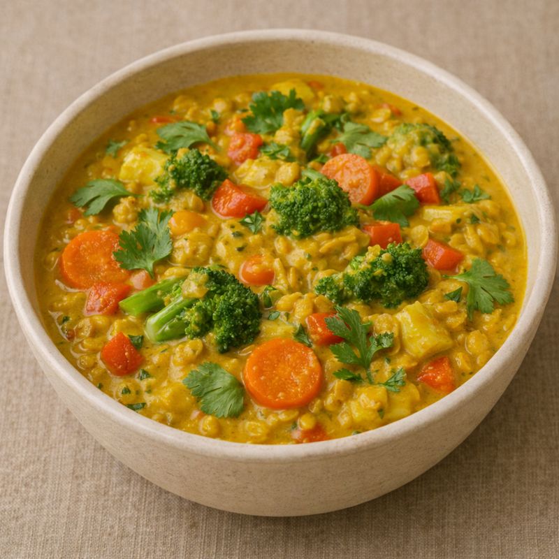 Linsegryde med Kokos, Karry og Grøntsager