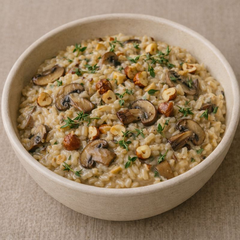 Cremet Svamperisotto med Timian og Hasselnødder