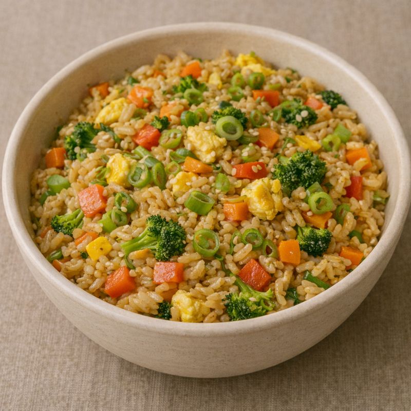 Stegte ris med grøntsager og soya