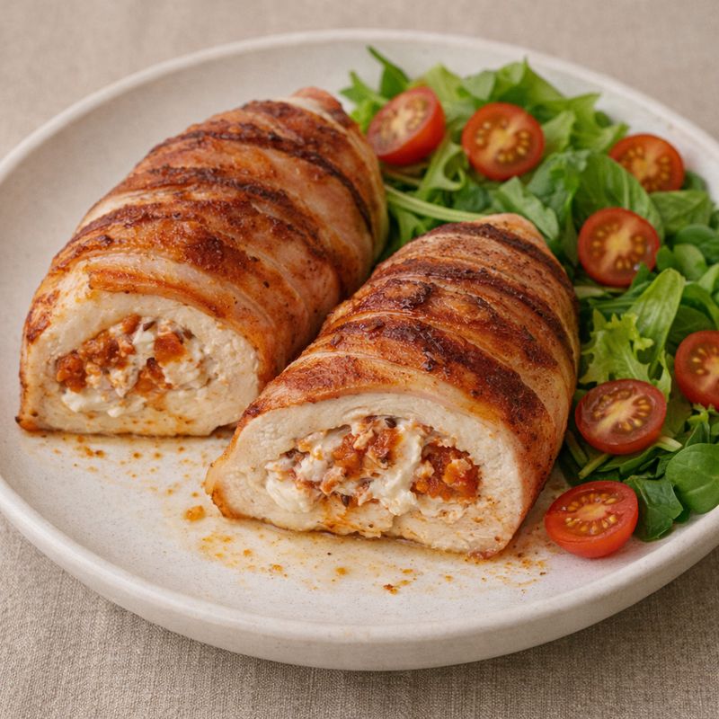 Mors kylling – fyldt med flødeost, chorizo og bacon