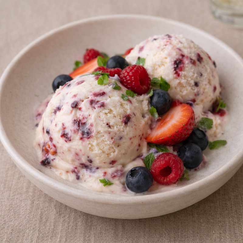 Hjemmelavet yoghurtis med bær