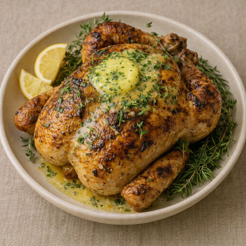 Grillet kylling med citronsmør og urter