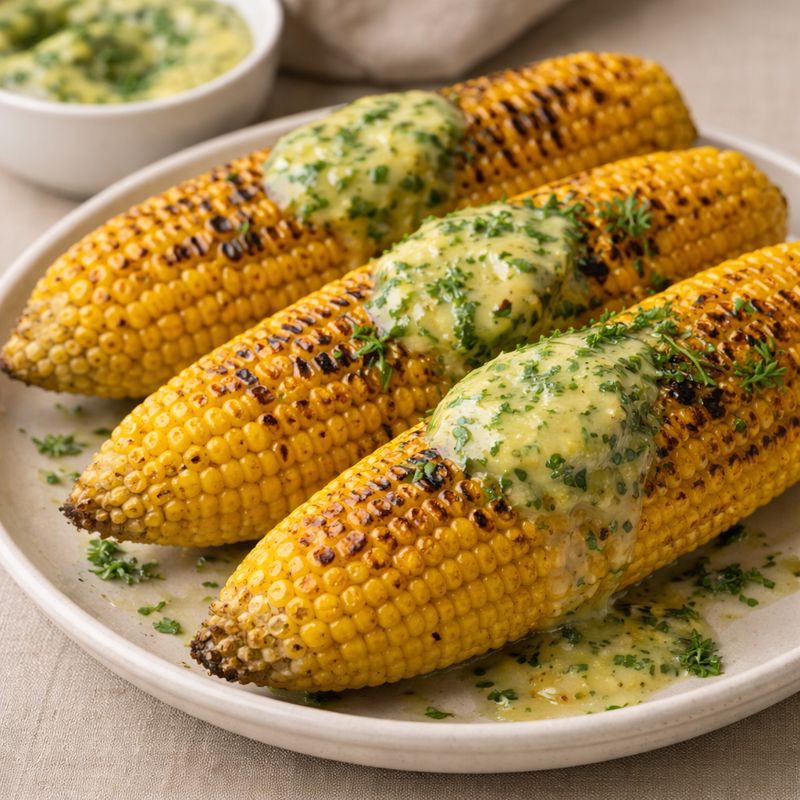 Majs på grill med urtesmør