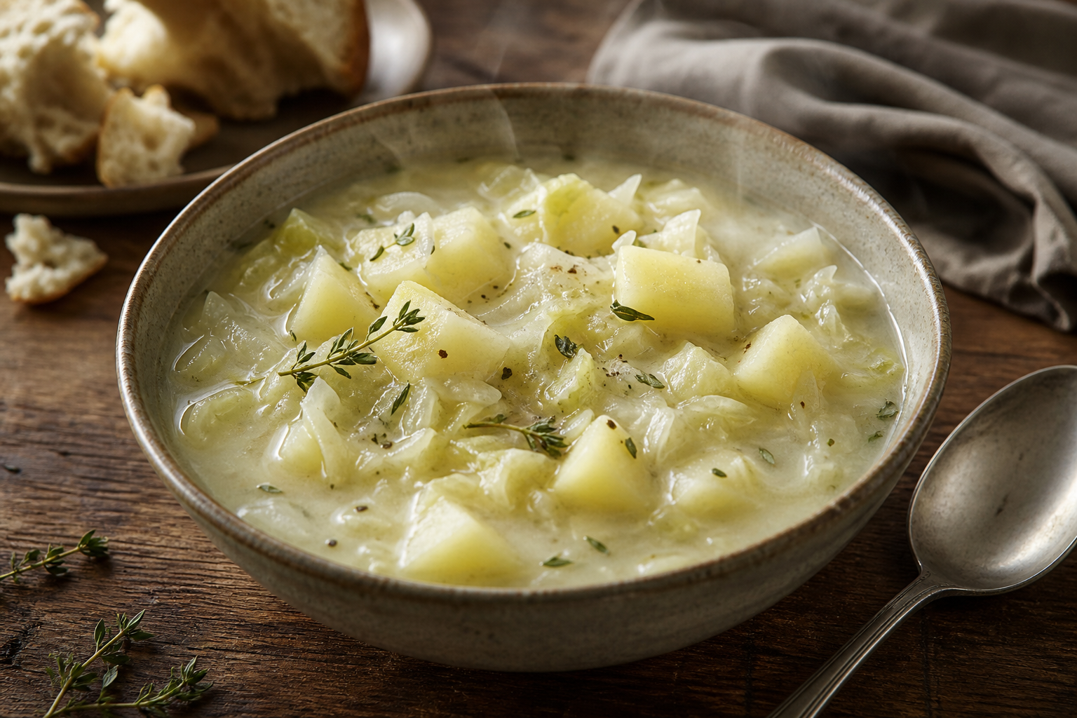 Kålsuppe med kartofler og timian