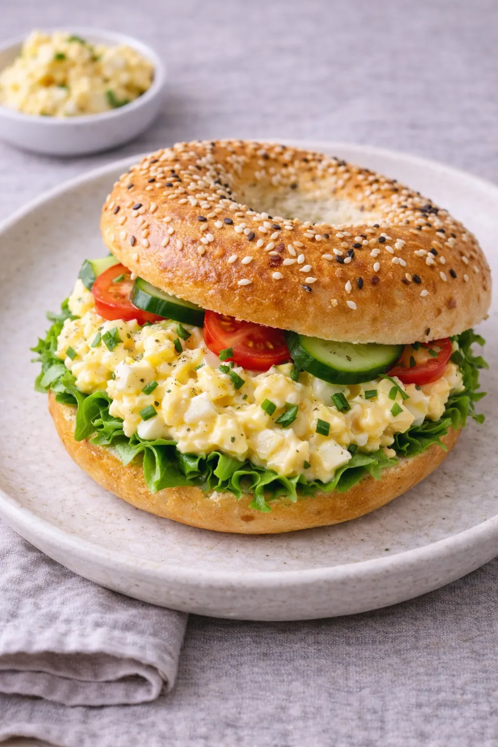 Bagel with egg salad