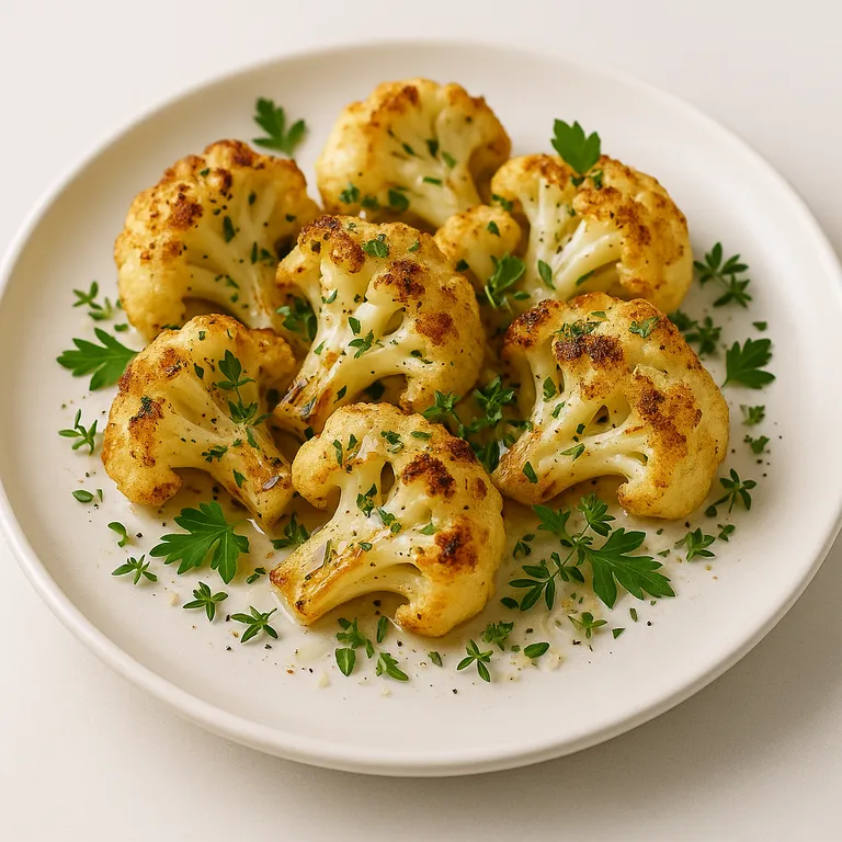 Roasted cauliflower with herbs and parmesan