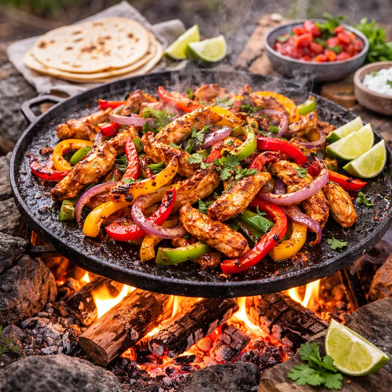 Camping-Fajitas auf der Grillplatte