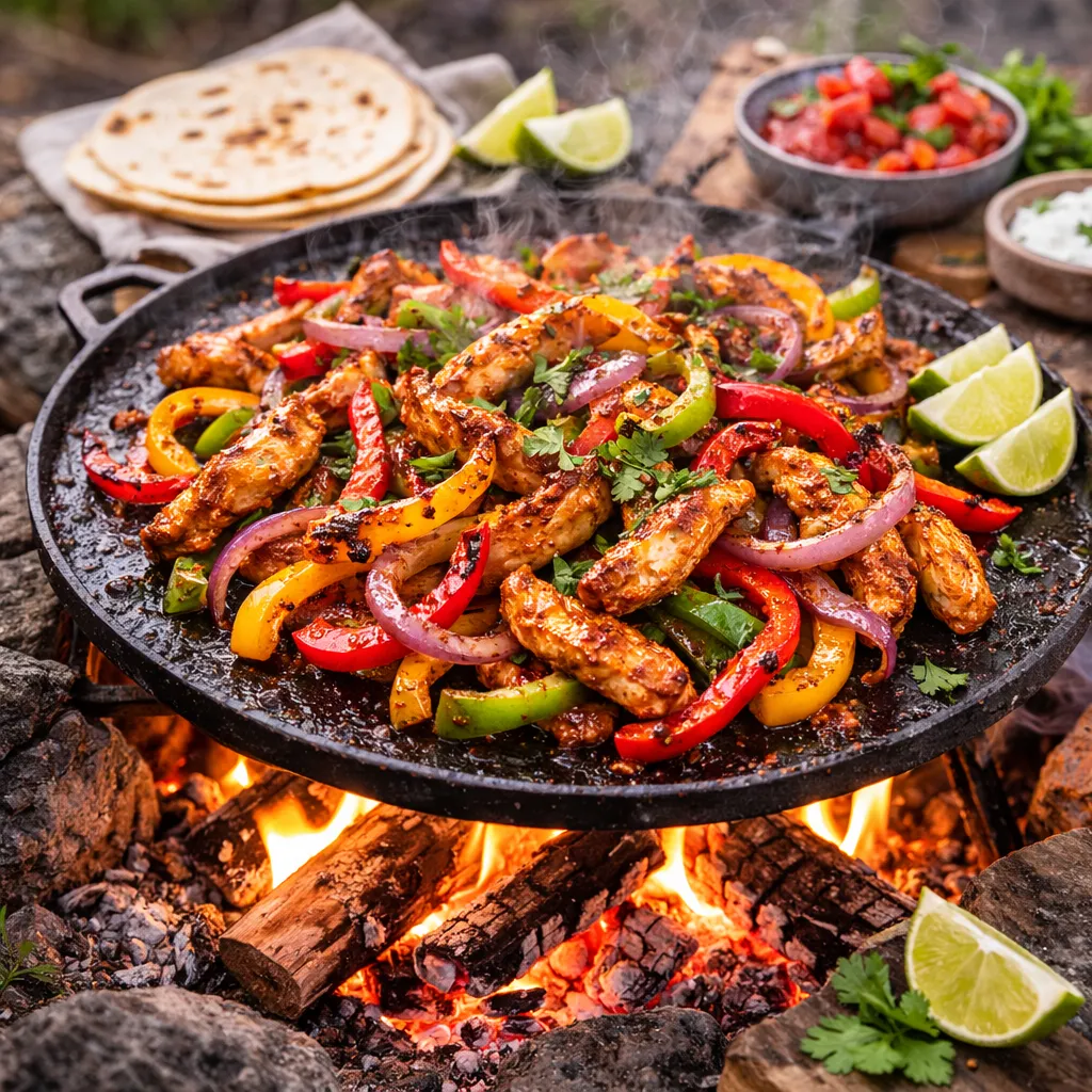 Camping-Fajitas auf der Grillplatte