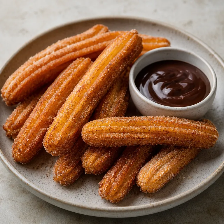 Churros med chokoladesauce