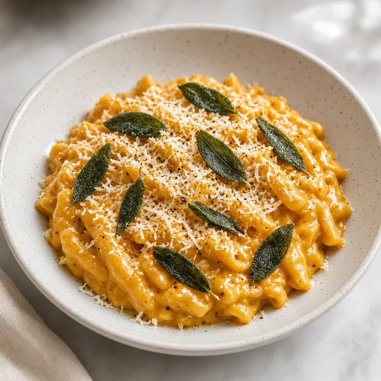 Cremet græskarpasta med salvie og parmesan