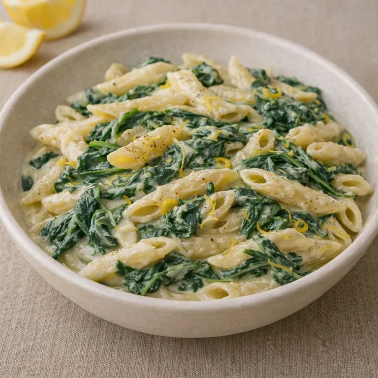 Creamy pasta with lemon and spinach