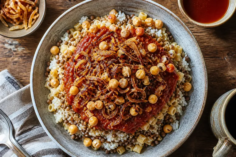 Koshari – egyptisk ris, linser og pasta