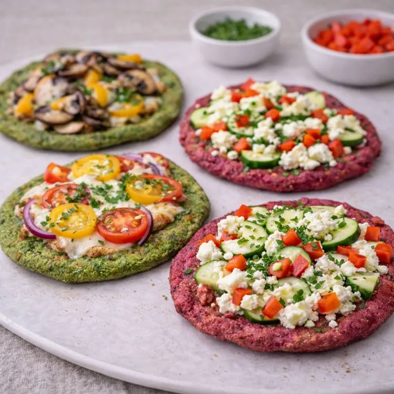 Farverige grøntsagsfladbrød