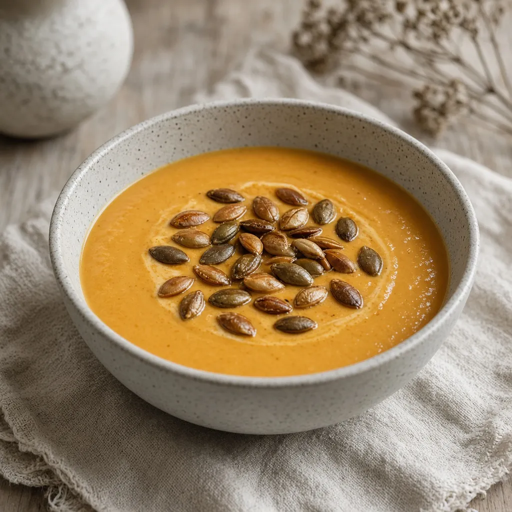 Græskarsuppe med ristede græskarkerner