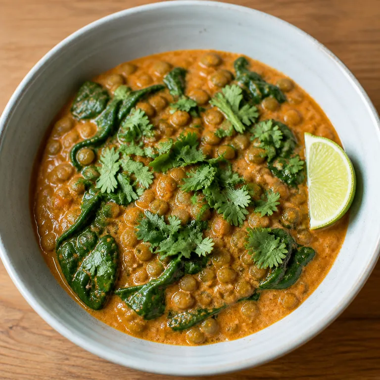 Green lentil stew with coconut milk