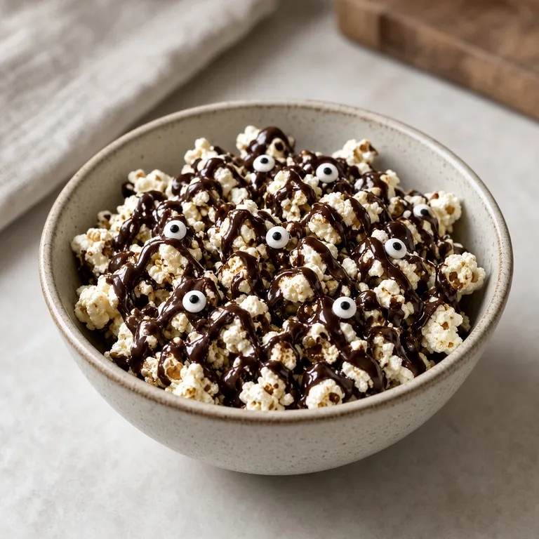 Halloween-popcorn med chokolade og slikøjne