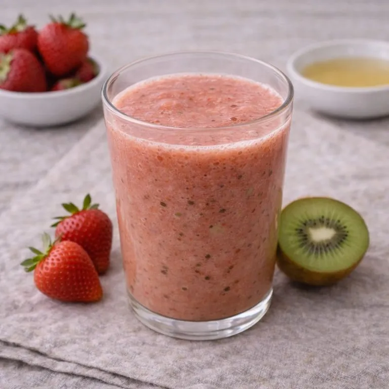 Jordbær–kiwi-smoothie med eplejuice