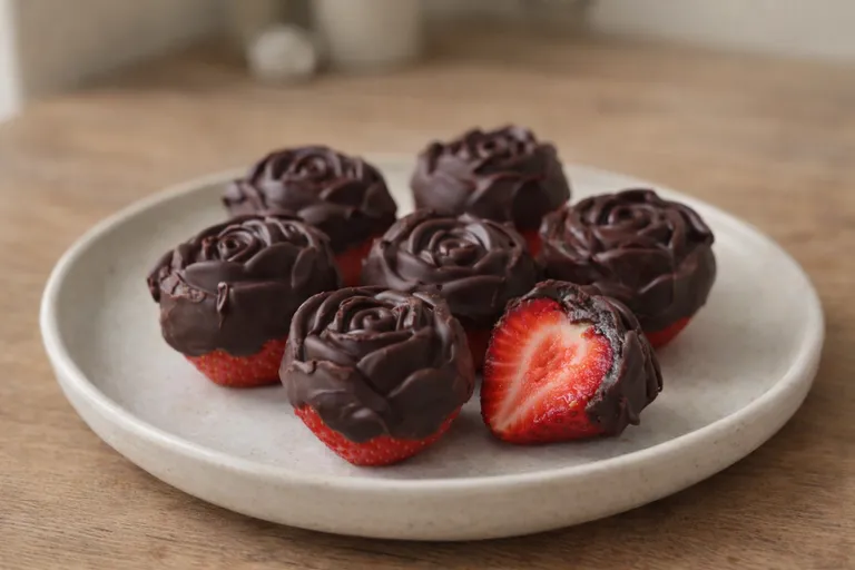 Jordbærroser med chokolade