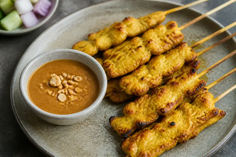 Hähnchen-Satay mit Erdnusssauce