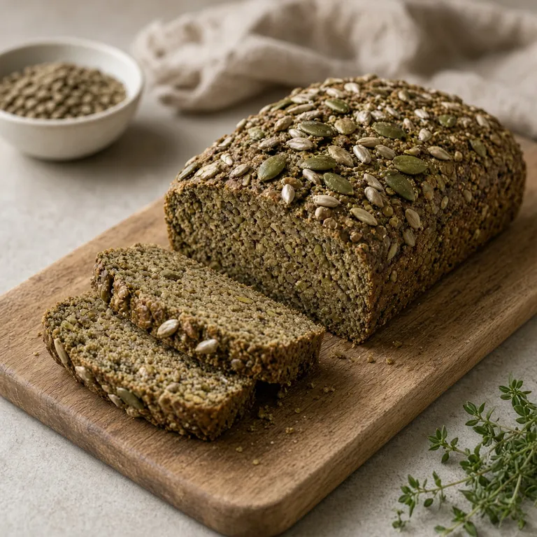 Pain aux lentilles vertes et graines