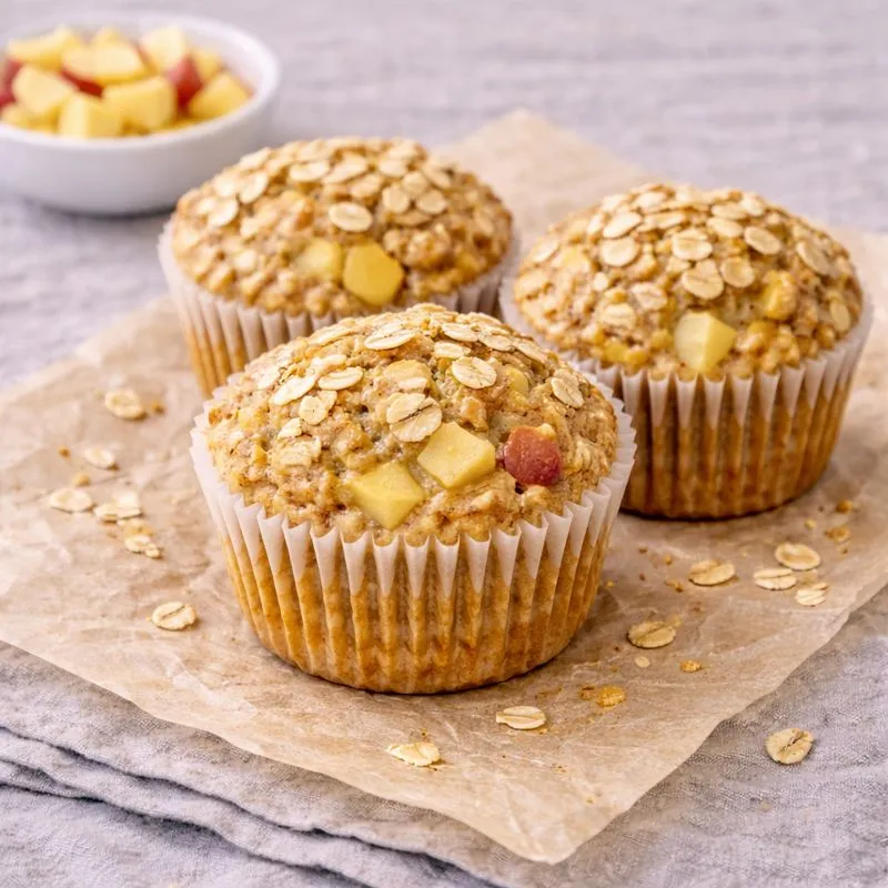 Morgenmadsmuffins med æble og havre