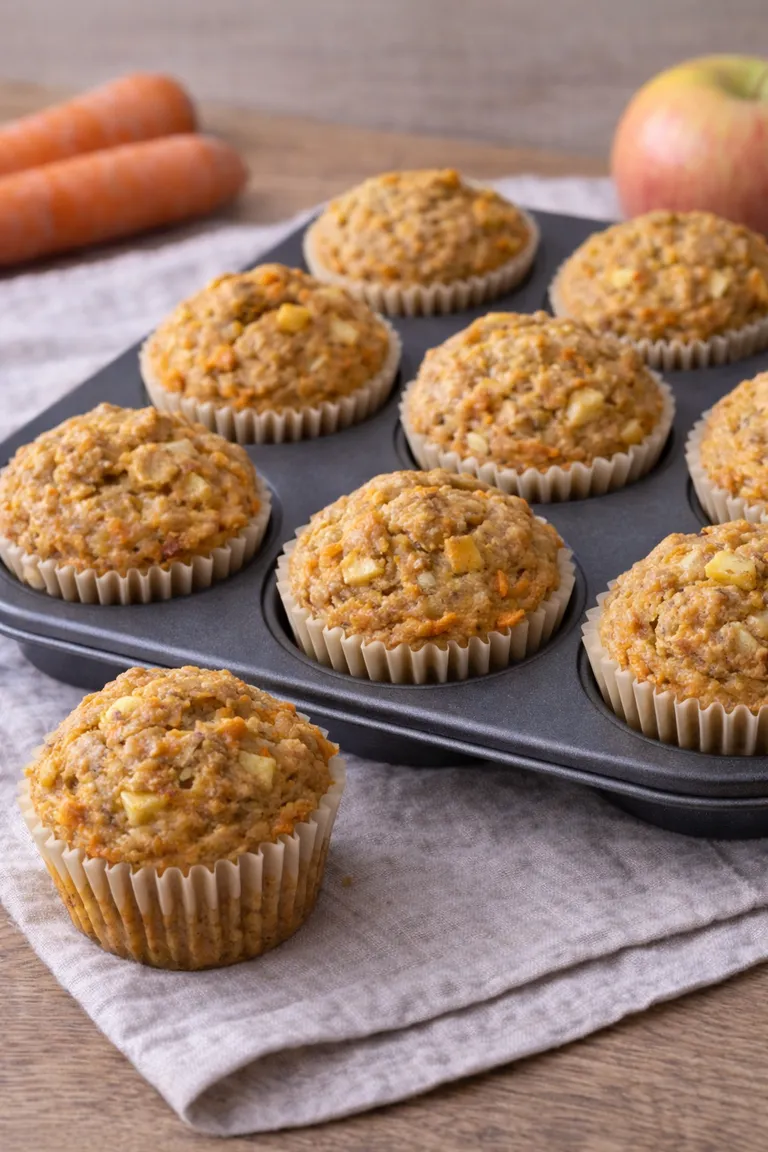 Morgenmadsmuffins med gulerod og æble