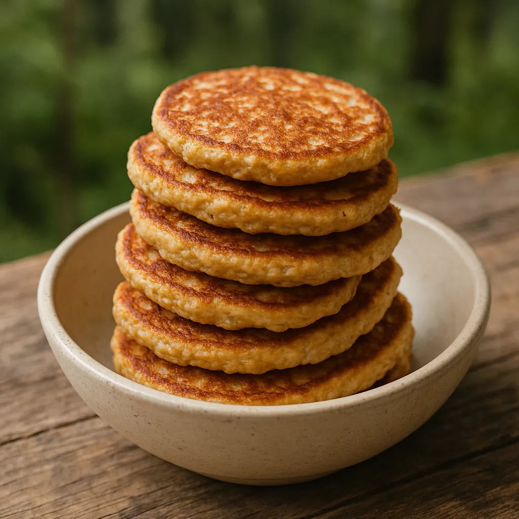 Frühstückspfannkuchen mit Haferflocken und Banane