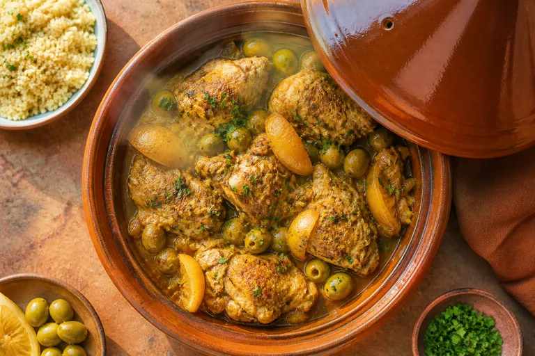 Hähnchen-Tajine mit Salzzitronen und Oliven